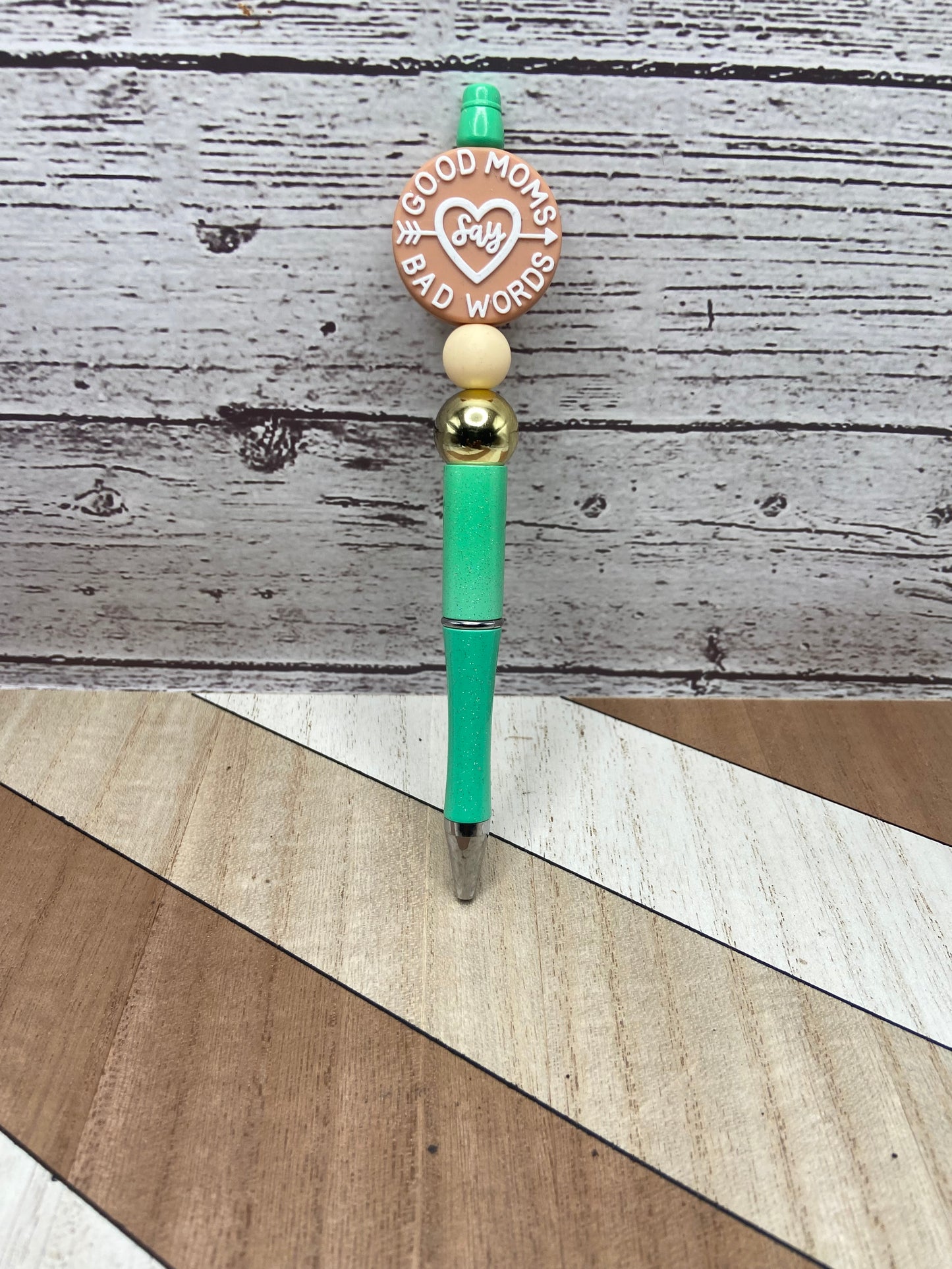 Good Mom Bad Words Beaded Pen